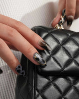 Midnight Muse nails — Shimmering Silver & Obsidian by Joyee Nails