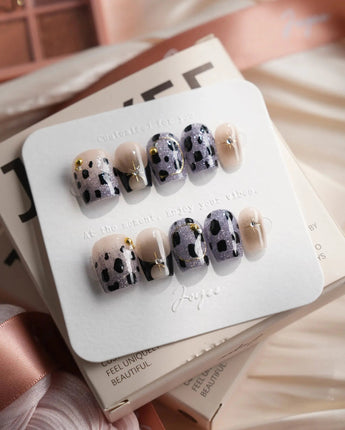 Midnight Muse Extra Short Coffin press on nails, handmade custom nails by Joyeenails
