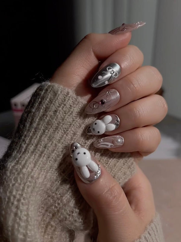Miffy Nails YOLO handmade press-on nails featuring cute nails miffy