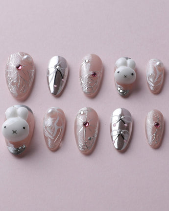 Miffy Nails YOLO press-on nails — cute nails miffy handmade nail art by Joyee Nails