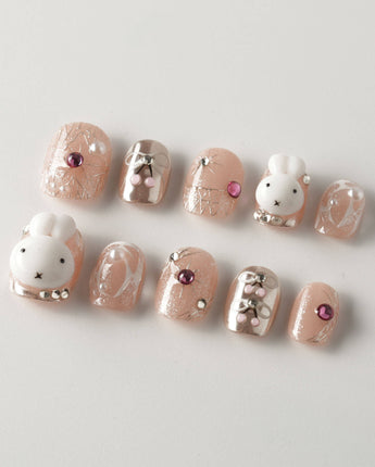 Miffy Nails YOLO press-on nails — cute nails miffy handmade nail art by Joyee Nails