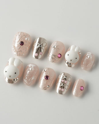Miffy Nails YOLO press-on nails — cute nails miffy handmade nail art by Joyee Nails