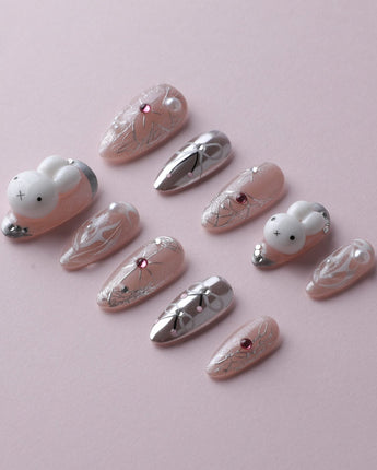 Miffy Nails YOLO press-on nails — cute nails miffy handmade nail art by Joyee Nails