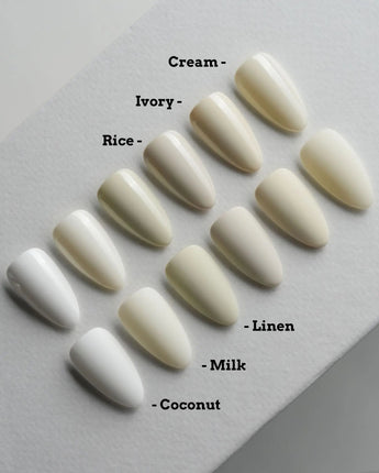 Milky White Press On Nails – Handmade Solid Color – Matte or Glossy – 6 Shades Coconut press on nails, handmade custom nails by Joyeenails