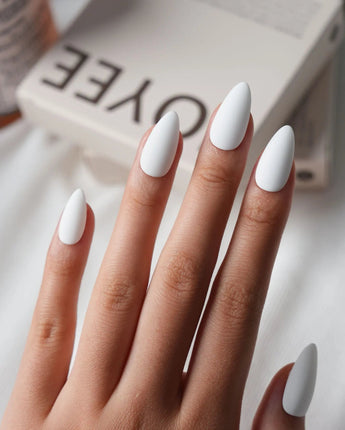 Milky White Press On Nails – Handmade Solid Color – Matte or Glossy – 6 Shades Coconut press on nails, handmade custom nails by Joyeenails