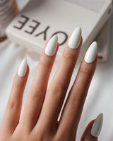 Milky White Press On Nails – Handmade Solid Color – Matte or Glossy – 6 Shades Milk press on nails, handmade custom nails by Joyeenails