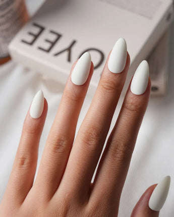 Milky White Press On Nails – Handmade Solid Color – Matte or Glossy – 6 Shades Milk press on nails, handmade custom nails by Joyeenails