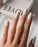 Milky White Press On Nails – Handmade Solid Color – Matte or Glossy – 6 Shades Cream press on nails, handmade custom nails by Joyeenails