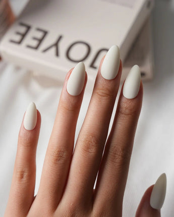 Milky White Press On Nails – Handmade Solid Color – Matte or Glossy – 6 Shades Cream press on nails, handmade custom nails by Joyeenails