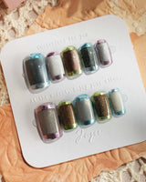 Mirrorplay summer nails with colorful square cat-eye mirrors and high-gloss finish