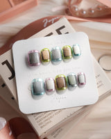 Mirrorplay extra short squoval nails with futuristic chrome, abstract panels, and cat-eye shine