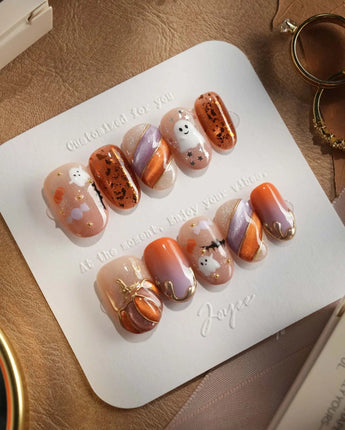 Mischief Maker nails — nude base orange gradient by Joyee Nails