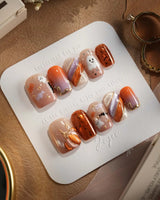 Mischief Maker nails — nude base orange gradient by Joyee Nails