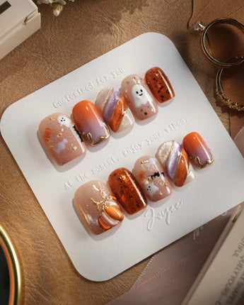 Mischief Maker nails — nude base orange gradient by Joyee Nails