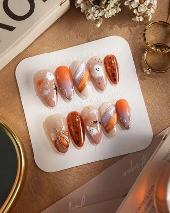 Mischief Maker nails — nude base orange gradient by Joyee Nails