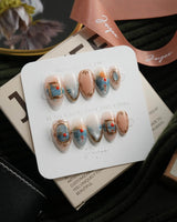Monet Sunrise extra short almond press-on nails