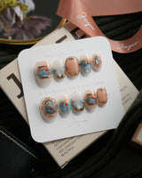 Monet Sunrise extra short oval press-on nails