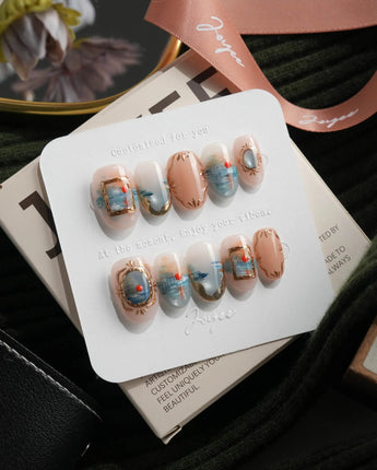 Monet Sunrise Short Oval press-on nails
