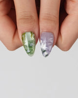 Monet's Canvas press-on nails in short almond shape — Monet's Garden, Hand-painted Wildflowers & Oil Painting Smudge.