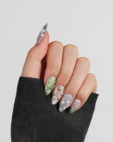 Monet's Canvas press-on nails in short almond shape — Monet's Garden, Hand-painted Wildflowers & Oil Painting Smudge.