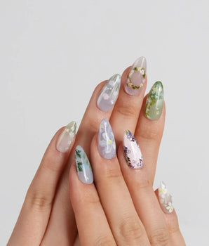 Monet's Canvas press-on nails — Monet's Garden, Hand-painted Wildflowers