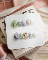 Monet's Canvas Extra Short Squoval press on nails, handmade custom nails by Joyeenails