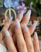 Moonrest quiet moonlight press-on nails with glitter stars on soft ombre gel