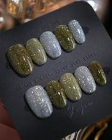 Moss Code nails — Vintage Olive Green & by Joyee Nails