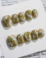Mosses - Nightlight Moss nails — Vintage Herbal Green, Marble by Joyee Nails