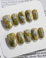 Mosses - Nightlight Moss nails — Vintage Herbal Green, Marble by Joyee Nails