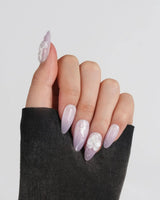 Moth Orchid nails in medium almond — Dreamy Light Lavender Gradient,