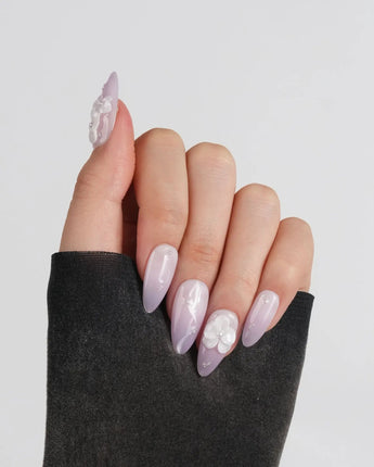 Moth Orchid nails in medium almond — Dreamy Light Lavender Gradient,