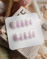 Moth Orchid Extra Short Coffin press on nails, handmade custom nails by Joyeenails