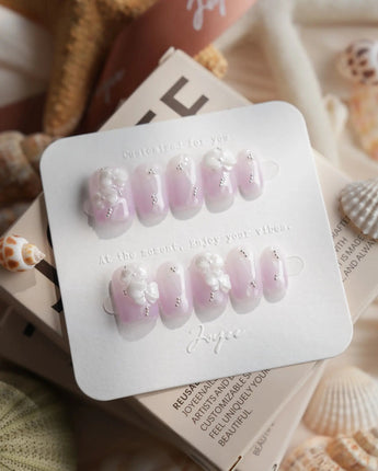 Moth Orchid Extra Short Coffin press on nails, handmade custom nails by Joyeenails
