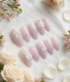 Moth Orchid press-on nails — Dreamy Light Lavender Gradient,