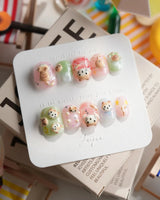 My Lulu extra short squoval press-on nails with Lulu cat-inspired gel art