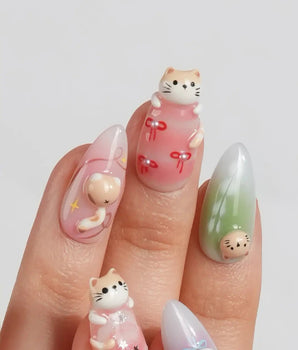 My Lulu nail art close-up showing cat nail art details