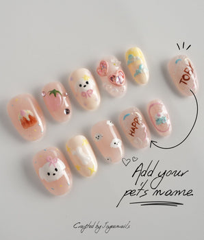 My Puppy handmade press-on nails featuring Puppy cute nails