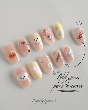 My Puppy handmade press-on nails featuring Puppy cute nails