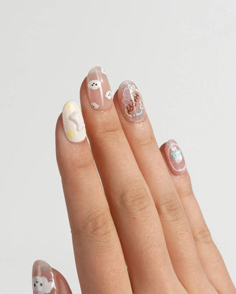 My Puppy press-on nails in extra short oval shape — Puppy cute nails