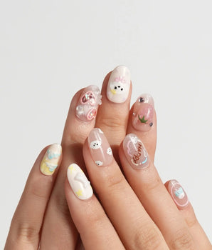 My Puppy press-on nail set — Puppy cute nails design, hand-painted with real gel polish