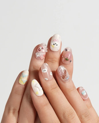 My Puppy press-on nail set — Puppy cute nails design, hand-painted with real gel polish