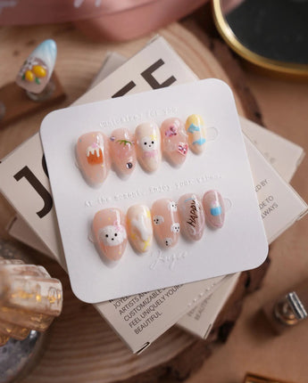 My Puppy press-on nails in extra short almond shape — Puppy cute nails