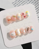 My Puppy press-on nails in extra short squoval shape — Puppy cute nails