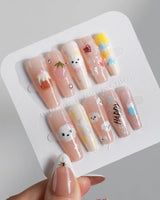 My Puppy press-on nails in long coffin shape — Puppy cute nails