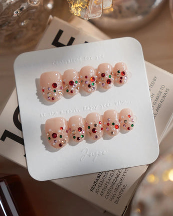 Neon Nights nails in extra short oval — Icy Nude Pink &