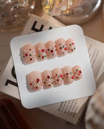 Neon Nights nails in extra short square — Icy Nude Pink &