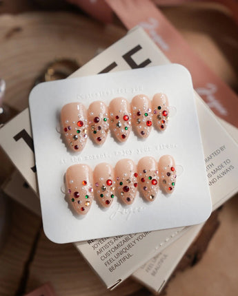 Neon Nights nails in short almond — Icy Nude Pink &