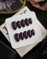 Nightshade press on nails in deep glossy aubergine purple that reads almost black - image 2