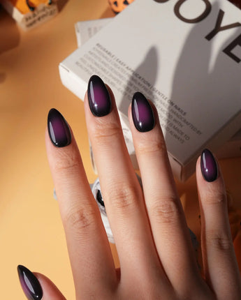 Nightshade press on nails in deep glossy aubergine purple that reads almost black - image 3